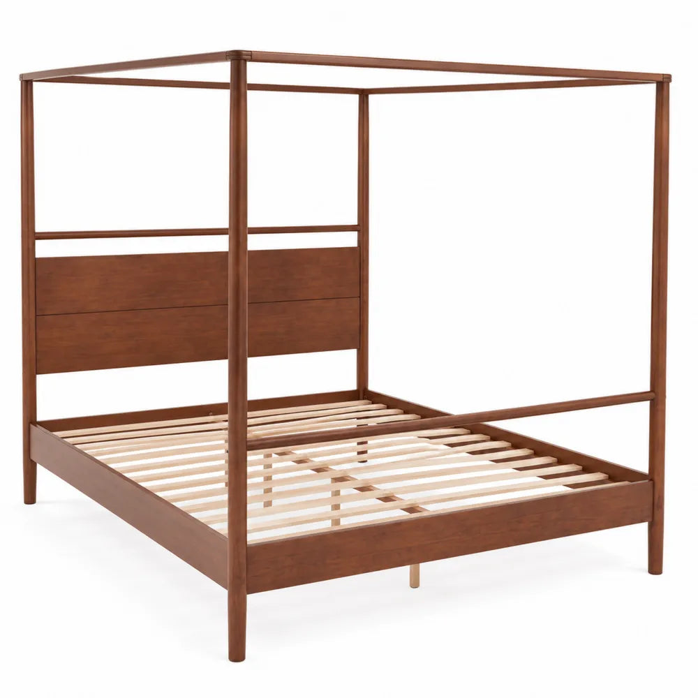 Letto a Baldacchino in Legno di Bamboo 200x160x200 cm