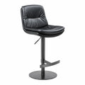 Sgabello regolabile in pelle PU nera con base in acciaio