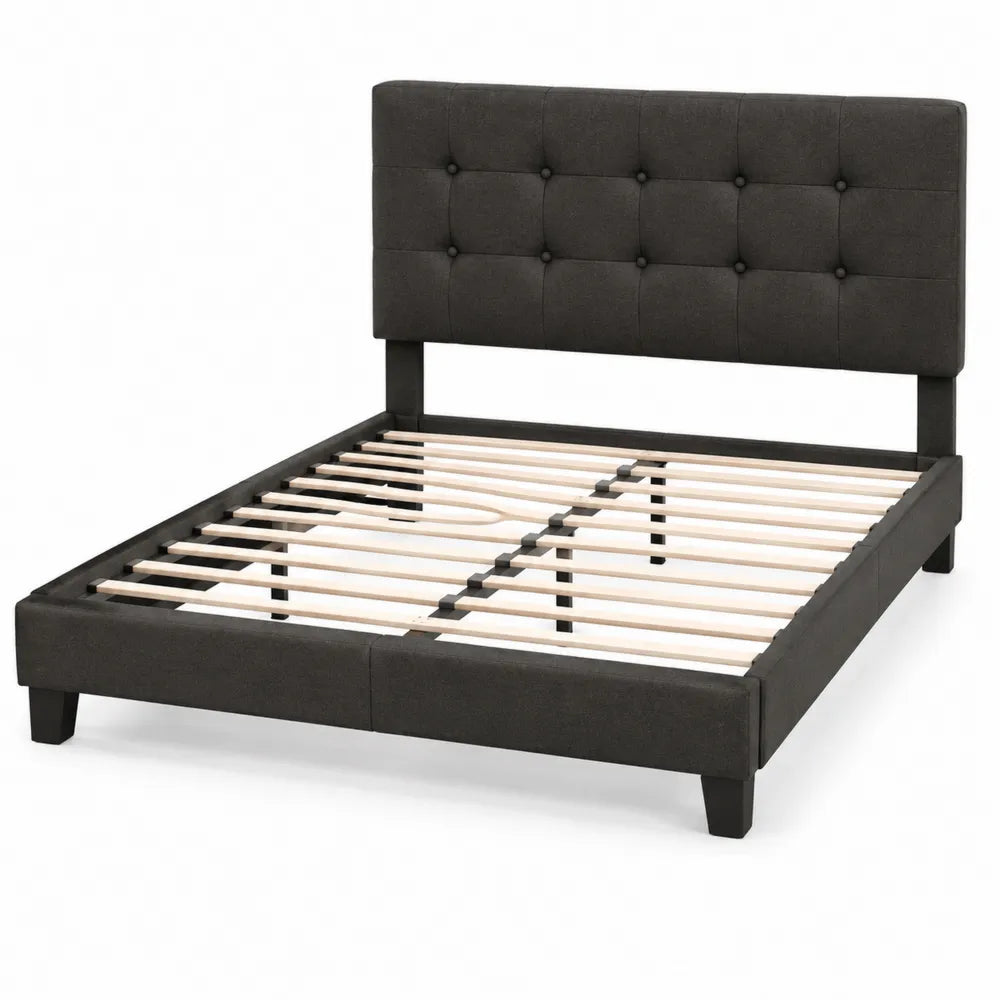 Letto matrimoniale in tessuto Poliestere Nero 160x200 cm