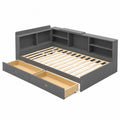 Letto matrimoniale in legno con libreria e cassetti 200x150 cm