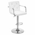 Sgabello in Similpelle Bianca con Base in Acciaio