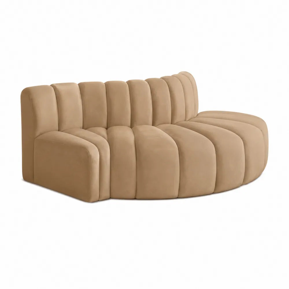 Divano semicircolare in microfibra Beige 230x100x85 cm