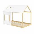 Letto per bambini a forma di casa in legno di pino Bianco/Naturale