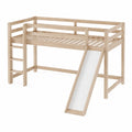 Letto a soppalco in legno massello con scivolo