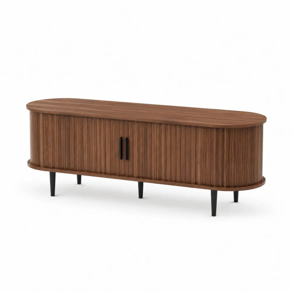 Mobile TV Ovale in Legno e Metallo Marrone