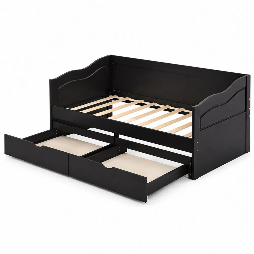 Letto singolo in legno con cassetti 200x90 cm